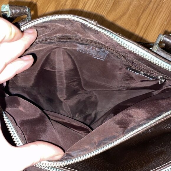 Matt & Nat Vegan Brown Green Leather Handbag Vintage 90’s Women’s - Picture 7 of 15